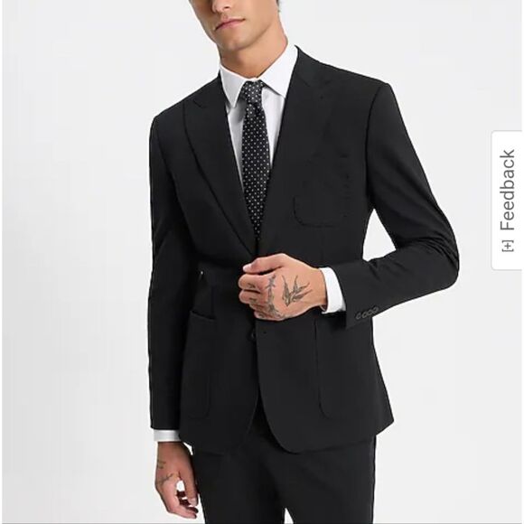Slim Black Stretch Cotton Blend Knit Suit Jacket - Picture 1 of 7